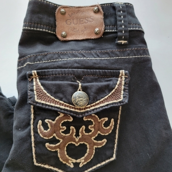 Guess Black Starlet Straight Leg Denim Jeans Size 24 EUC - Picture 3 of 11
